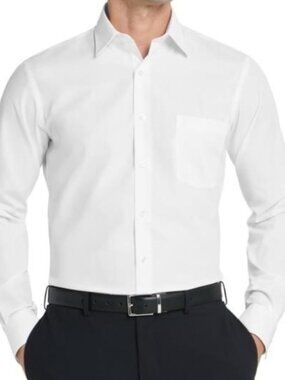 Van Heusen Fitted Wrinkle-Free White Dress Shirt - Men’s L (16.5 34/35)